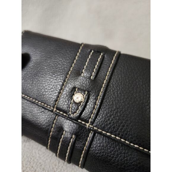 Tommy Hilfiger Black Leather Large Check Book WALLET Retro Trifold - Picture 8 of 9